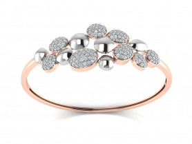 Contemporary Diamond  Two tone Oval Bangle 