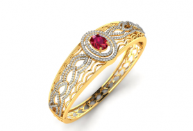 Ruby & Diamond Traditional Oval  Bangle 