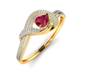 Ruby &  Diamond Oval  Bangle
