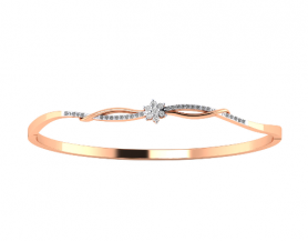 Diamond Floral Oval Bangle 