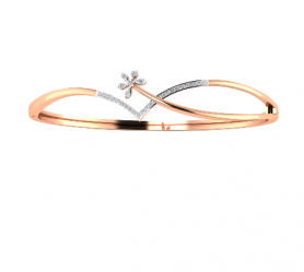 Diamond Floral Oval Bangle 