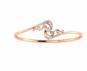Diamond Floral Oval Bangle 
