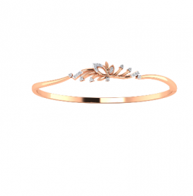 Diamond  Floral  Oval Bangle 