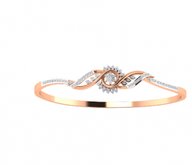 Diamond Floral Oval Bangle 