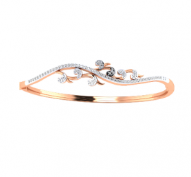 Diamond  Leaf  Oval Bangle 