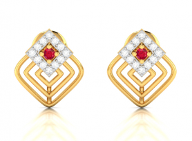 Ruby & Diamond Birthstone Studs 