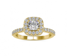 Diamond Halo Ring Cushion Cut Solitaire