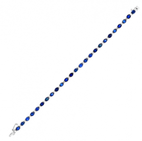 Natural Blue Sapphire & Diamond Tennis Bracelet 